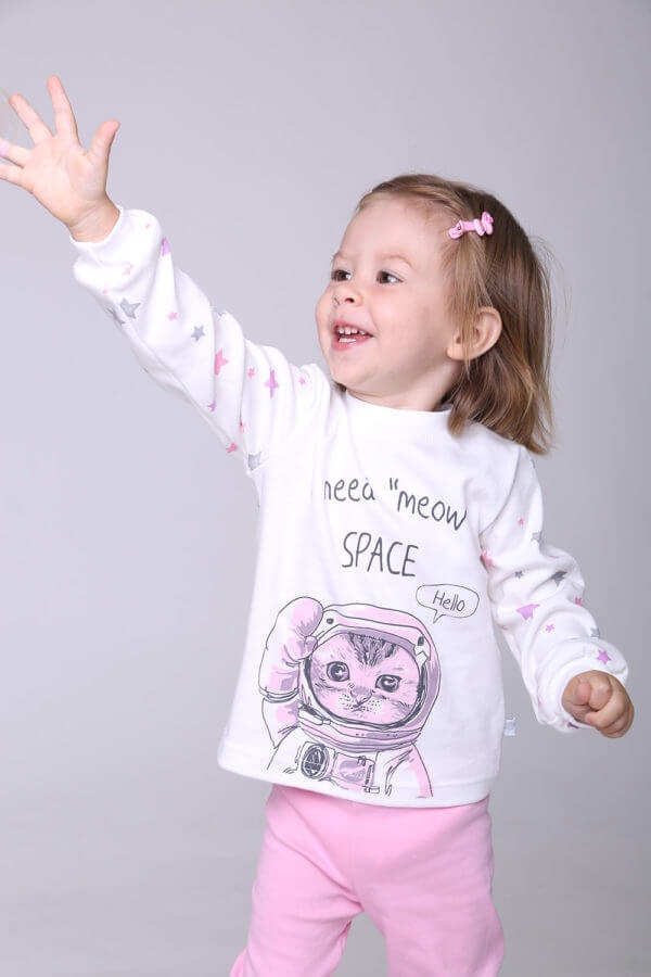 Пижама детская для девочки Space, Модный карапуз, Розовый, 86
