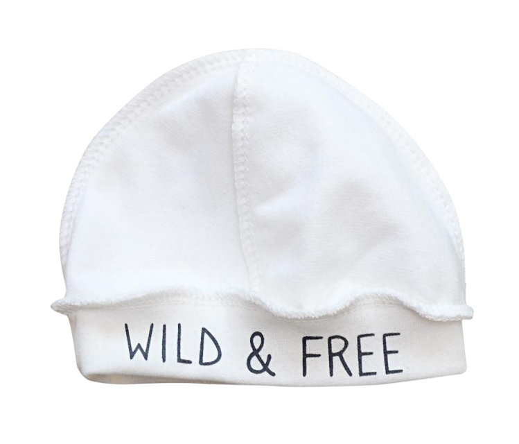 Чепчики, шапочки для новонародженних Шапочка для новонароджених з начосом Wild & free, молочний, Minikin