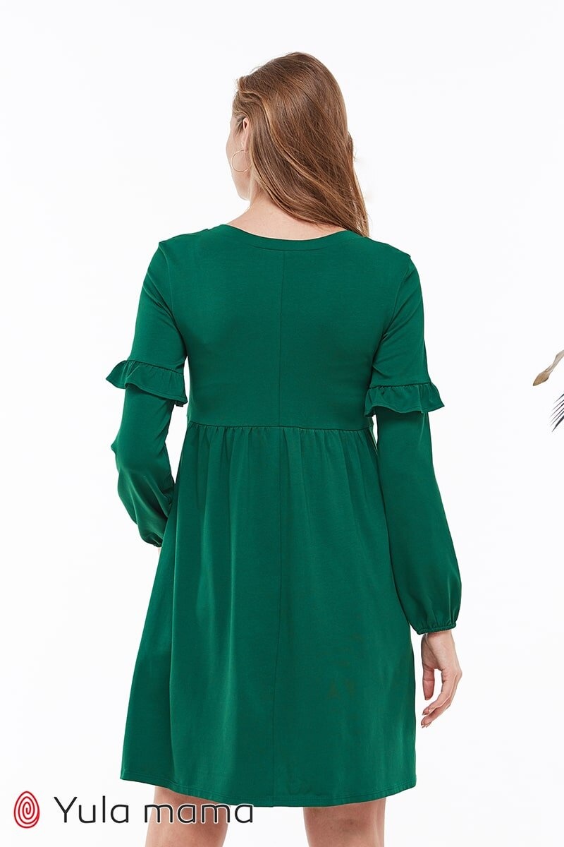 Платье с оборками для беременных и кормящих MIRION, Юла мама, Зеленый, S