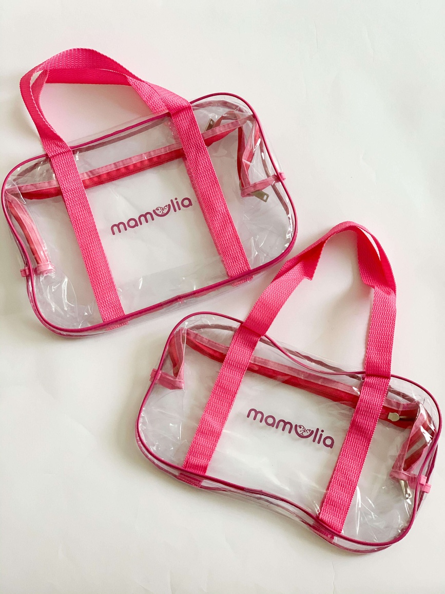 Зручні прозорі сумки в пологовий будинок Прозорі косметички в пологовий будинок, рожеві, Mamapack (2 шт).