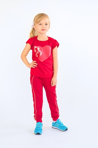 Штаны детские Брюки для девочек спортивные красные, Модный карапуз