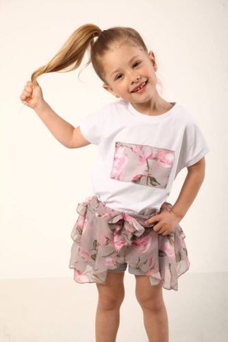 Юбка-шорты для девочек 3 - 7 лет с шифоном, бежева, Модный карапуз, Бежевый, 98