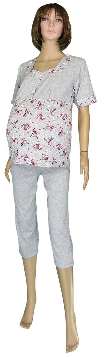 Пижамы, домашние костюмы Комплект пижама для беременных и кормящих Зоряна Меланж, Укртрикотаж