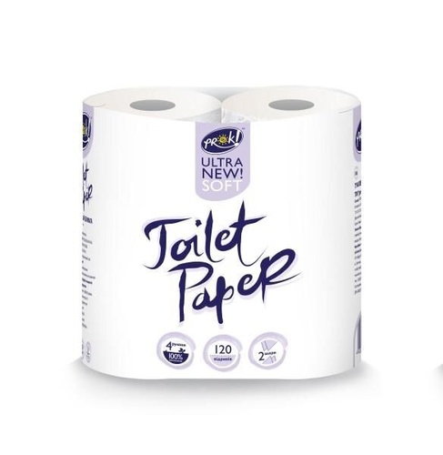 Туалетная бумага 2-слойная белая, 4 шт, PrOk