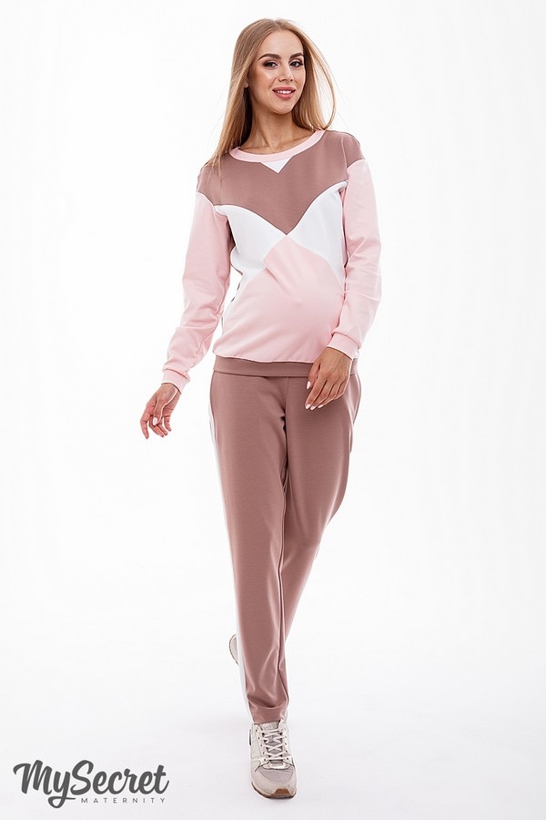 Спортивные костюмы Костюм для беременных и кормящих OLBENI, нюд/теплый розовый/молоко, Юла мама