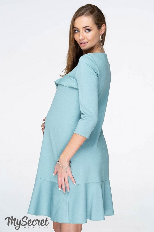 Платье с воланами для беременных и кормящих SIMONA, полынный, Юла мама