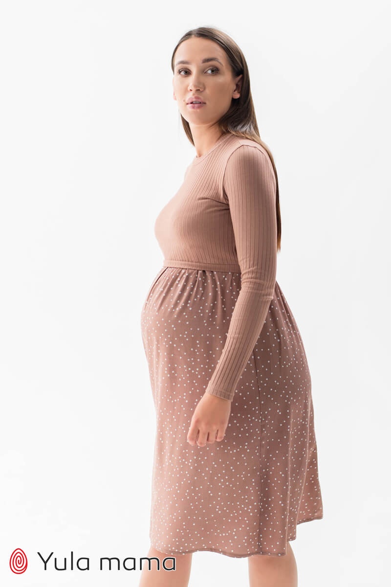 Платье для беременных и кормящих мам PAULA, капучино, Юла мама, Капучино, S