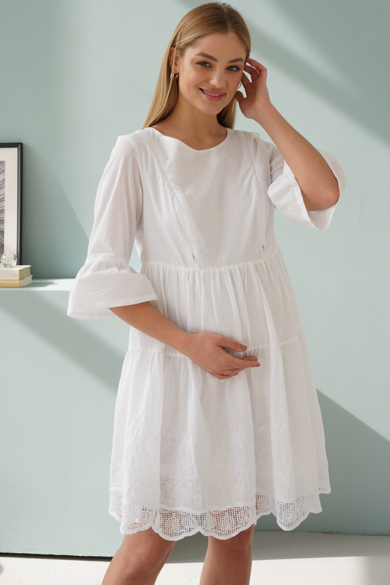 Платье для беременных и кормящих мам 4250750 белое, To be, Белый, 42