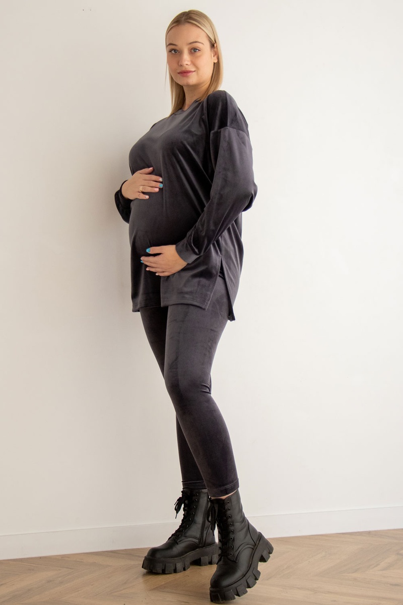 Лосины, Леггинсы Плюшевый костюм для беременных и кормящих мам 4473154-4, граффит, To be