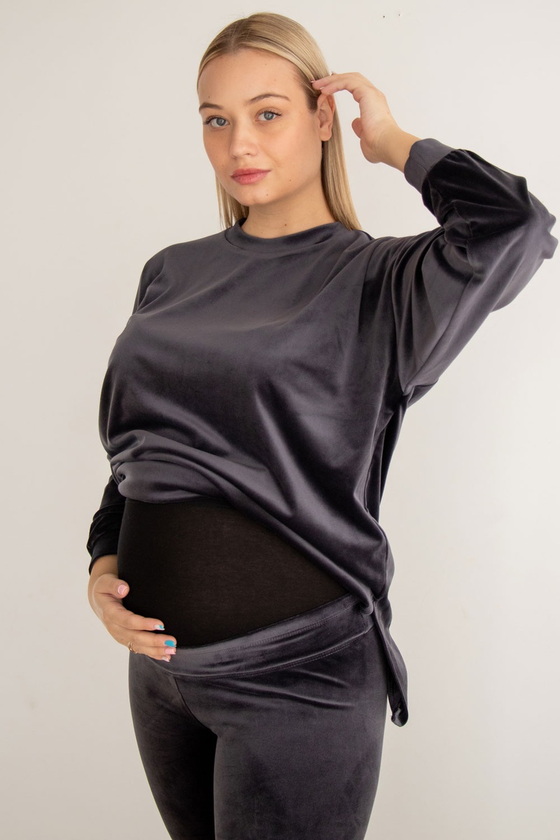 Лосины, Леггинсы Плюшевый костюм для беременных и кормящих мам 4473154-4, граффит, To be