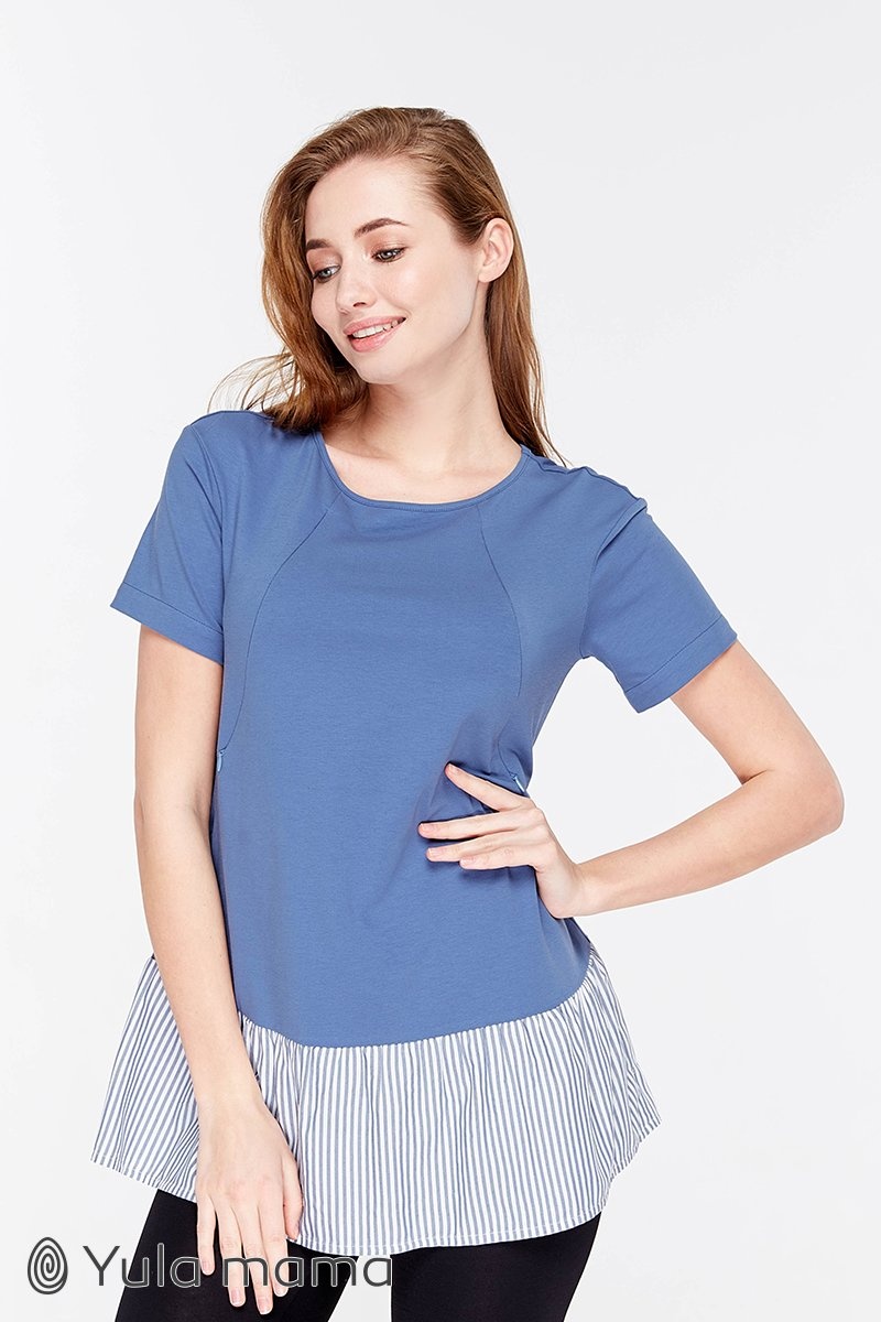Блузи, сорочки Базовая туника для беременных и кормящих RIVA, джинсово-синий, ТМ Юла мама