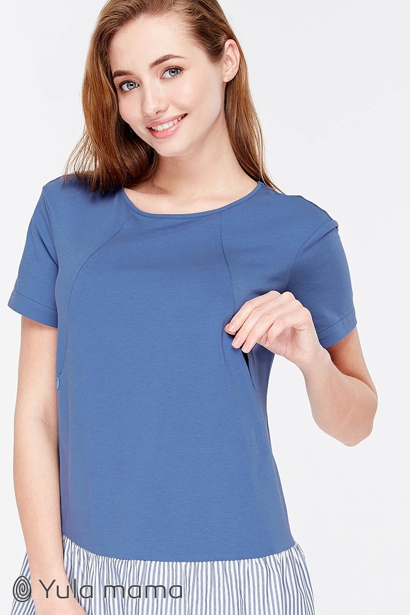 Блузи, сорочки Базовая туника для беременных и кормящих RIVA, джинсово-синий, ТМ Юла мама