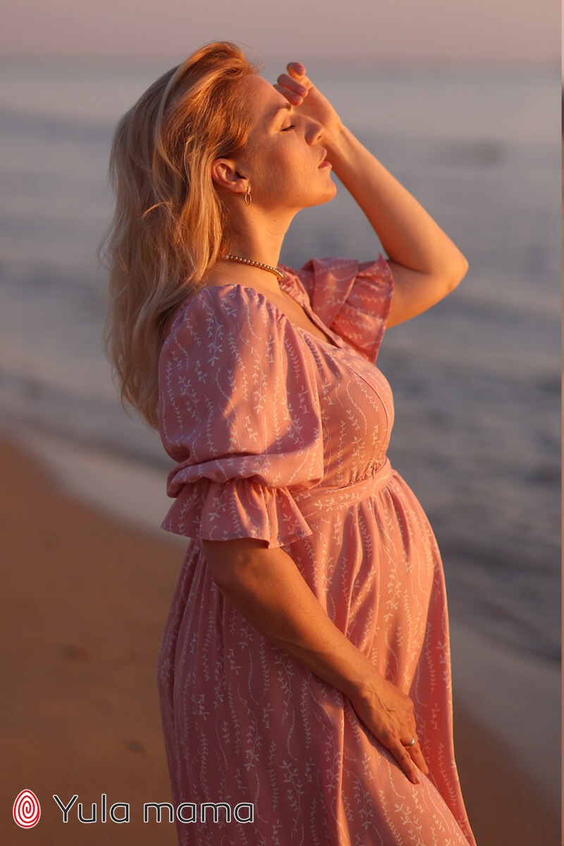 Платье для беременных и кормящих мам MARY розовый, Юла мама, Розовый, S