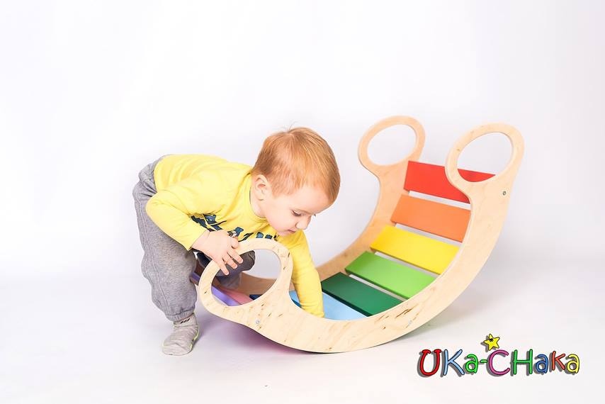 Шезлонги, крісла-качалки Універсальна розвиваюча качалка-ліжечко Rainbow Mini, Uka-Chaka
