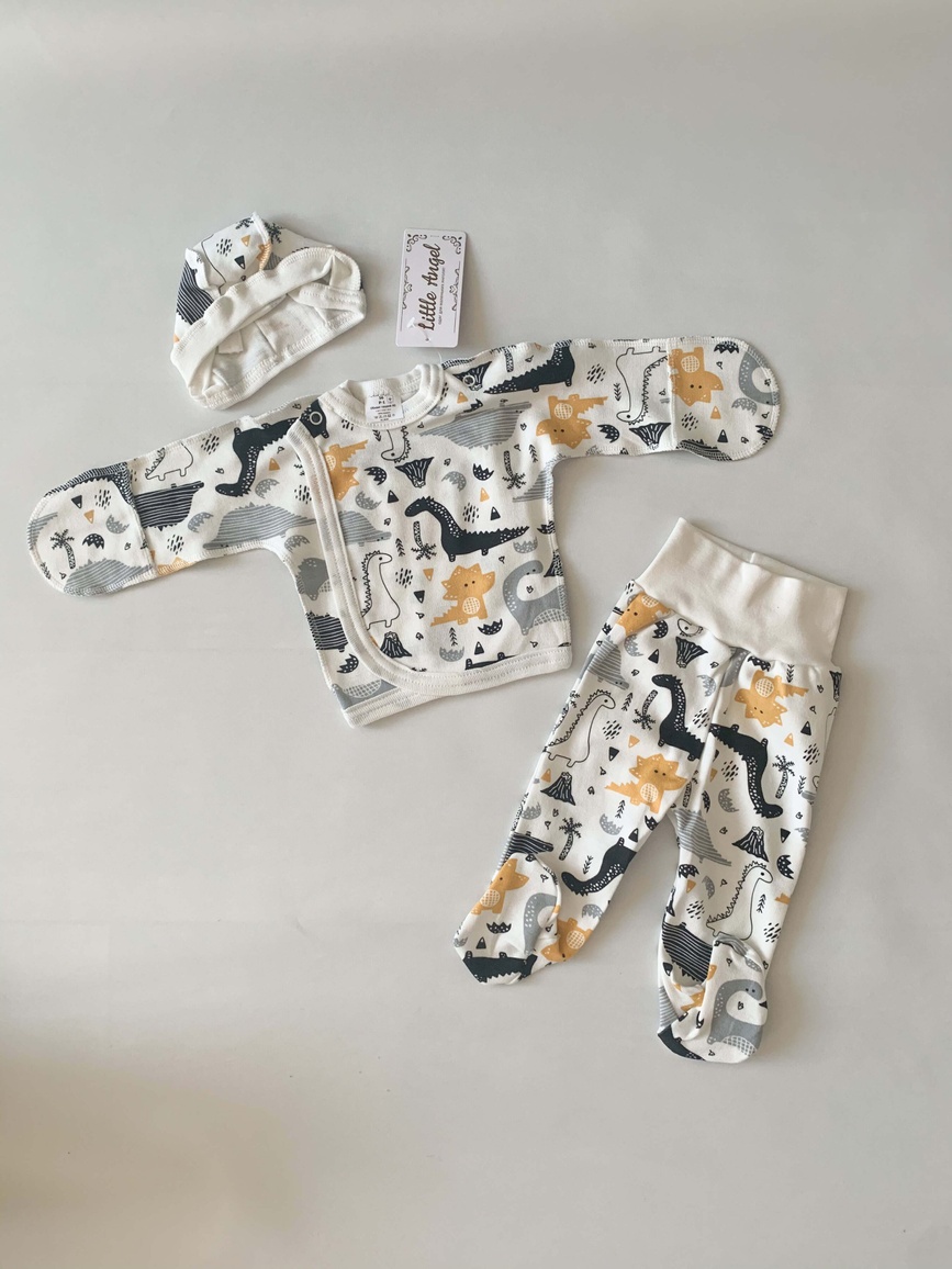 Комплекти Набір для новонароджених Для малюка (повзунки, чепчик, льоля) Діно, Little Angel