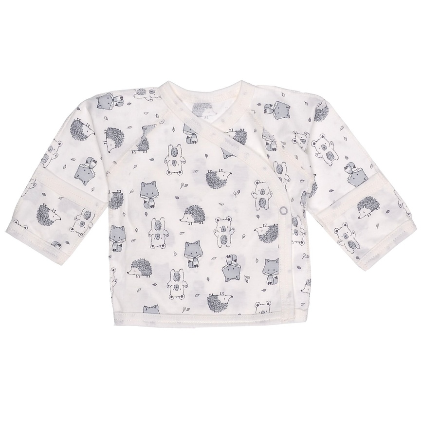 Сорочечка для новонароджених з запахом на кнопках Їжачки, молочний, Татошка, Молочний, 56