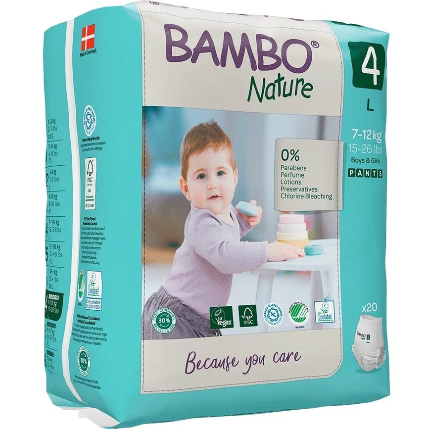 Підгузники Еко підгузки-трусики Bambo Nature Pants 4 (7-12 кг), 20 шт., Bambo Nature