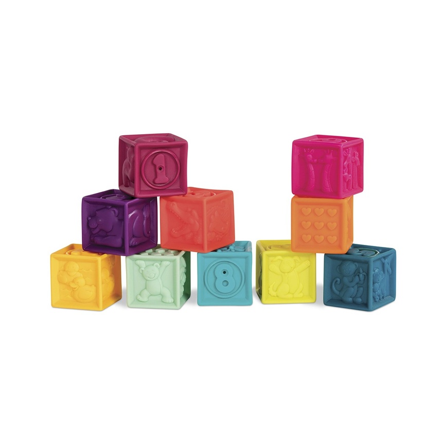 Кубики, мягкие книжки Развивающие силиконовые кубики ПОСЧИТАЙ-КА! (мягкие цвета), Battat