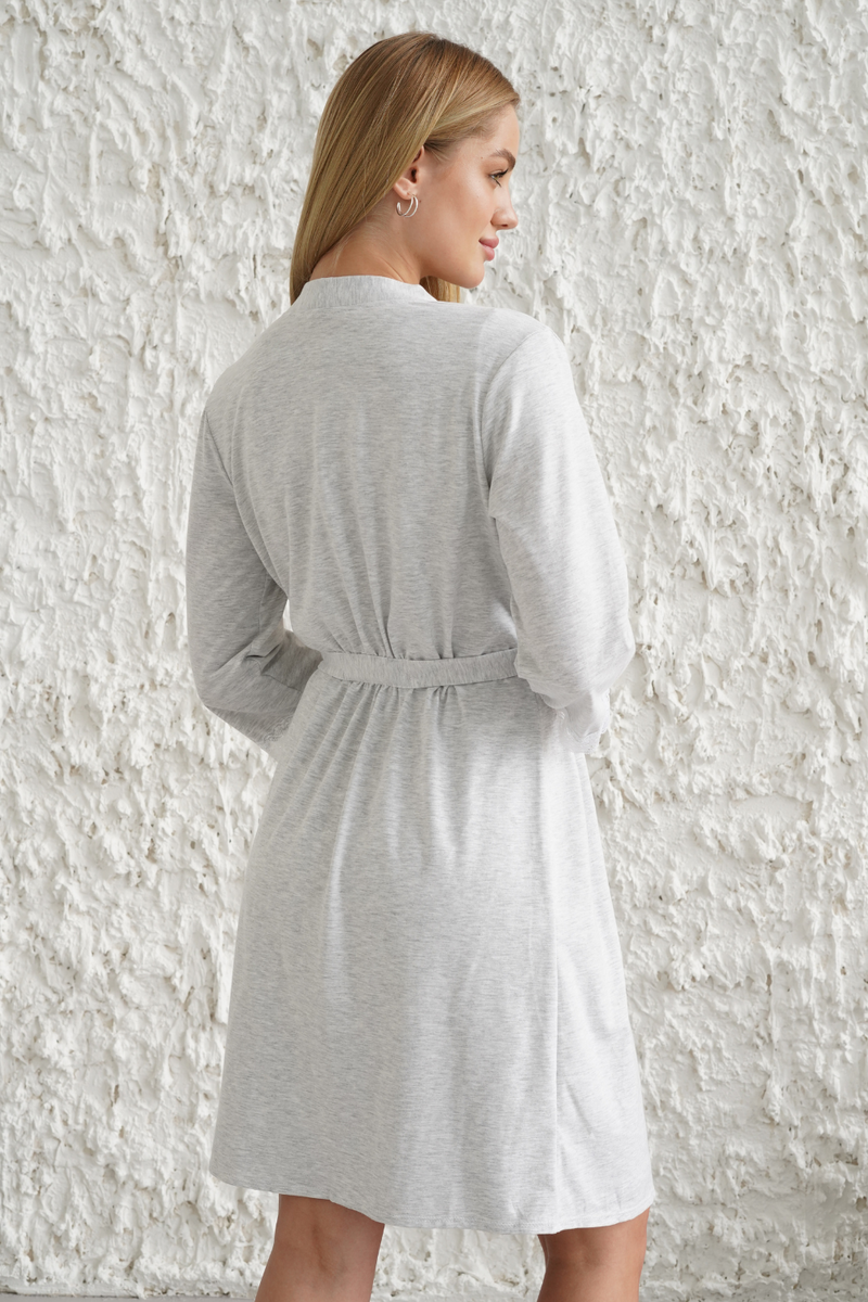 Халати Комплект халат та нічна сорочка для вагітних і годуючих мам 4299041, сірий меланж, To be