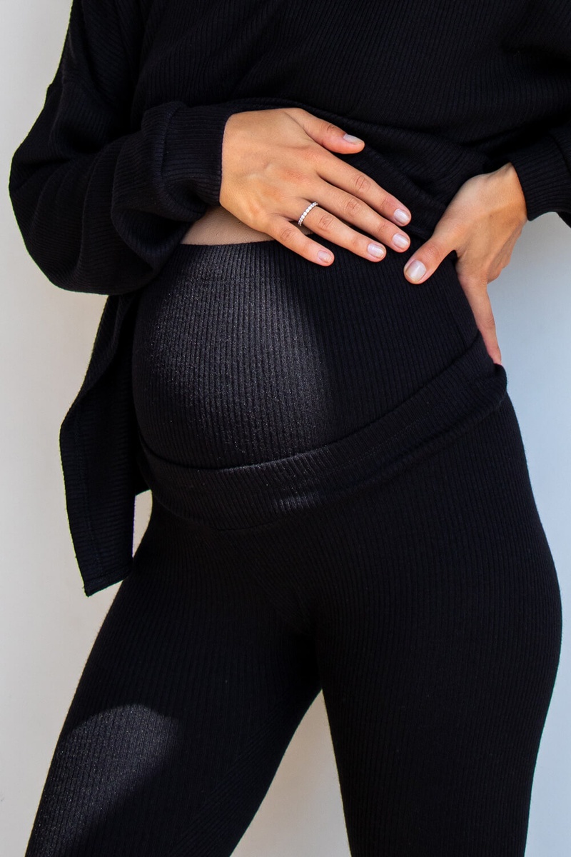 Лосины, Леггинсы Трикотажный костюм для беременных 4473151-4, черный, To be
