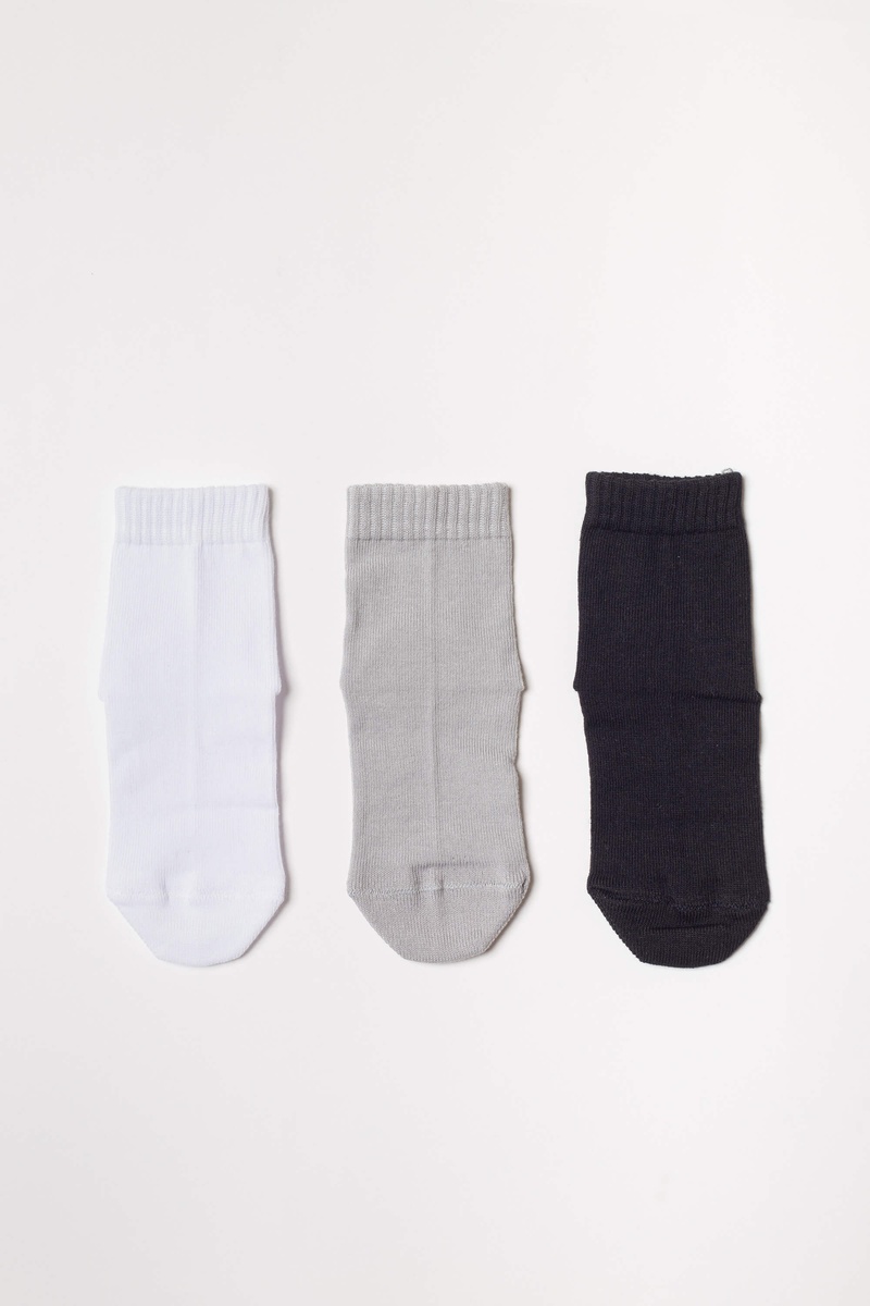 Носочки Носочки детские, набор 3 шт, белый, серый и черный, Мамин Дом