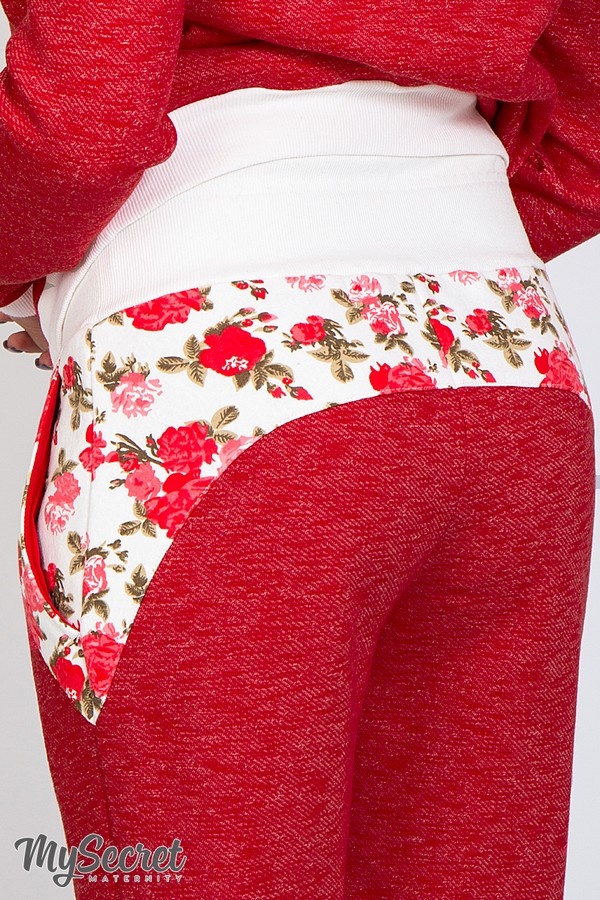 Спортивные костюмы Спортивные брюки NOKS WARM бордовый меланж + принт розы, Юла Мама