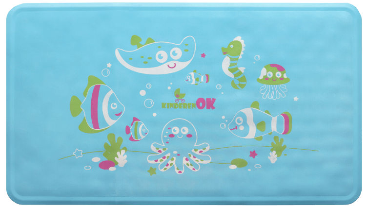 Килимки в ванну Антиковзаючий дитячий гумовий килимок для ванни M, з малюнком блакитний, KINDERENOK