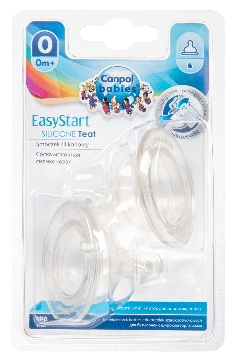 Соски Соска силиконовая EasyStart к бутылочкам с широким отверстием, мини 0 мес+, 2 шт., Canpol babies