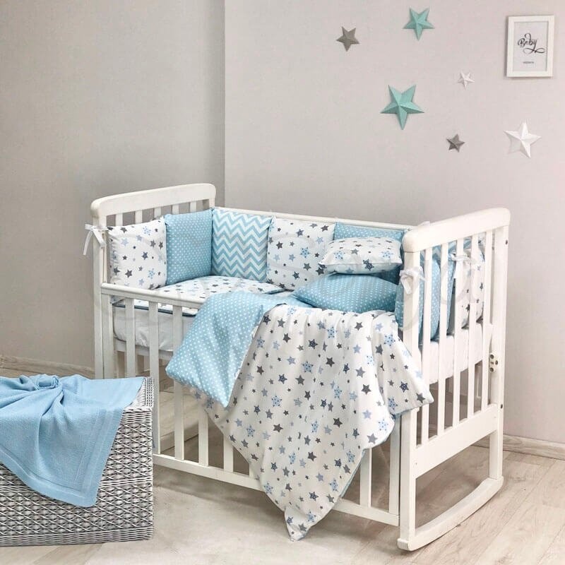 Постелька Комплект Baby Design Stars голубой, стандарт, 6 элементов, Маленькая Соня