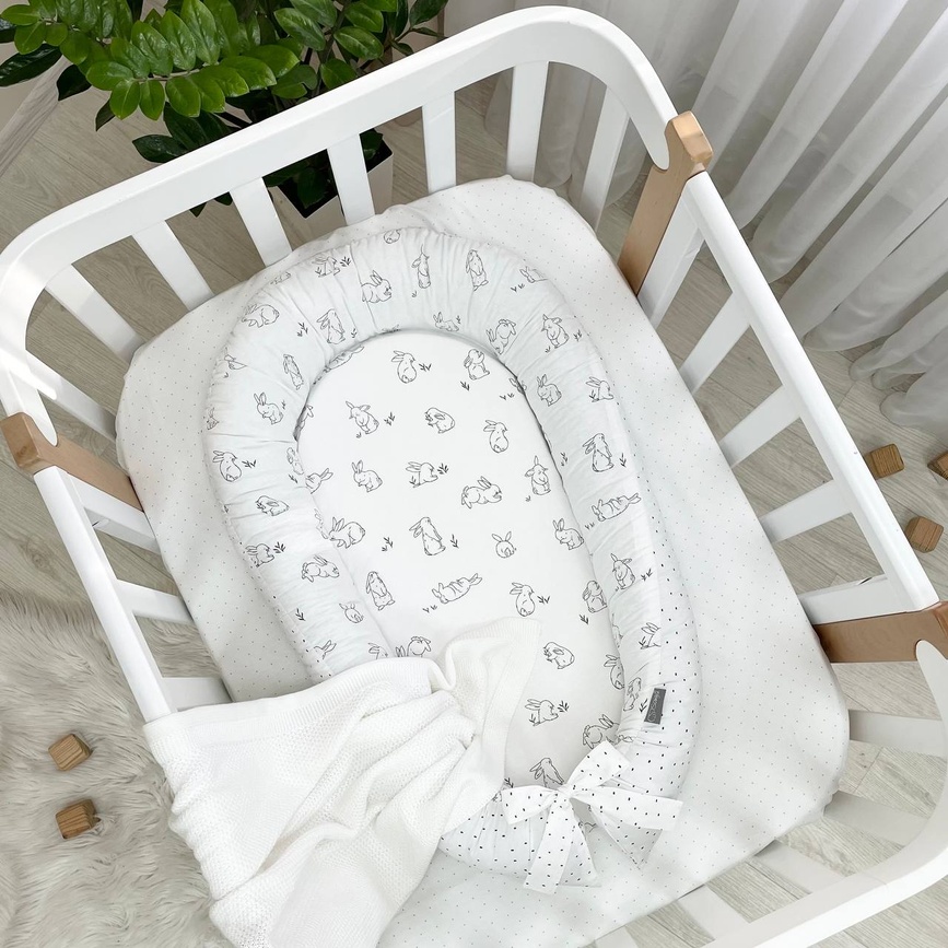 Кокони для новонароджених Кокон Baby Design Зайчики на білому, Маленька Соня