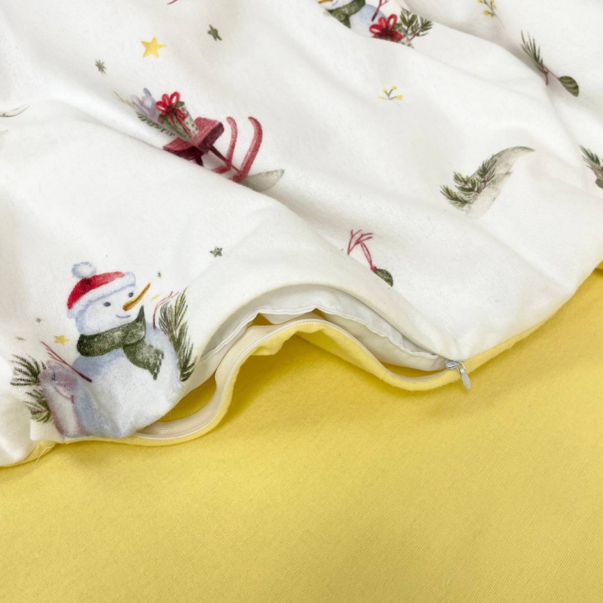 Постелька Сменный комплект постельного белья, фланель Снеговик, желтый, Маленькая Соня