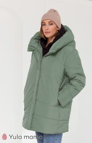 Зимова куртка для вагітних з капюшоном Kimberly, полин, Юла Мама, Зеленый, S