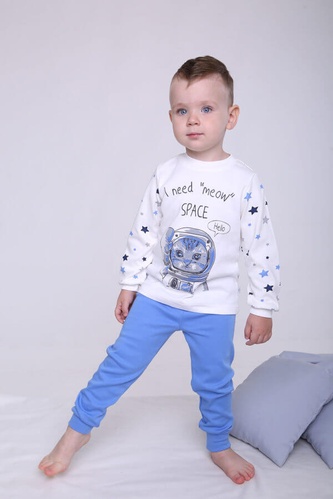 Пижама детская для мальчика Space, Модный карапуз, Голубой, 86