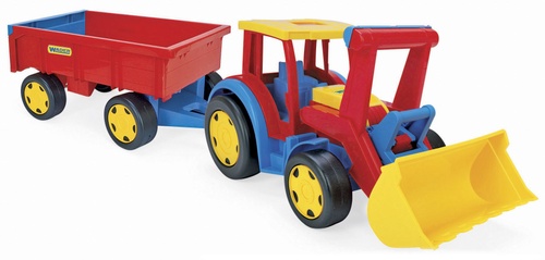 Машинки-іграшки Великий іграшковий трактор Гігант з причепом і ковшем, Wader