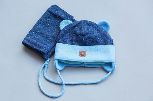 Шапки демісезонні Комплект шапка і снуд синій Ренат з блакитним, Модний карапуз
