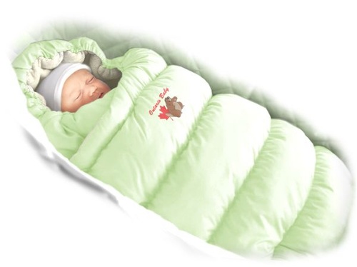 Конверт для новорожденных Inflated-А с подкладкой из фланели,Зима+Деми, светло-зеленый, ТМ Ontario Linen