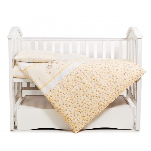 Постелька Сменная постель Comfort, дизайн "Зайки с полосками", 3 элемента, желтого цвета, ТМ Twins