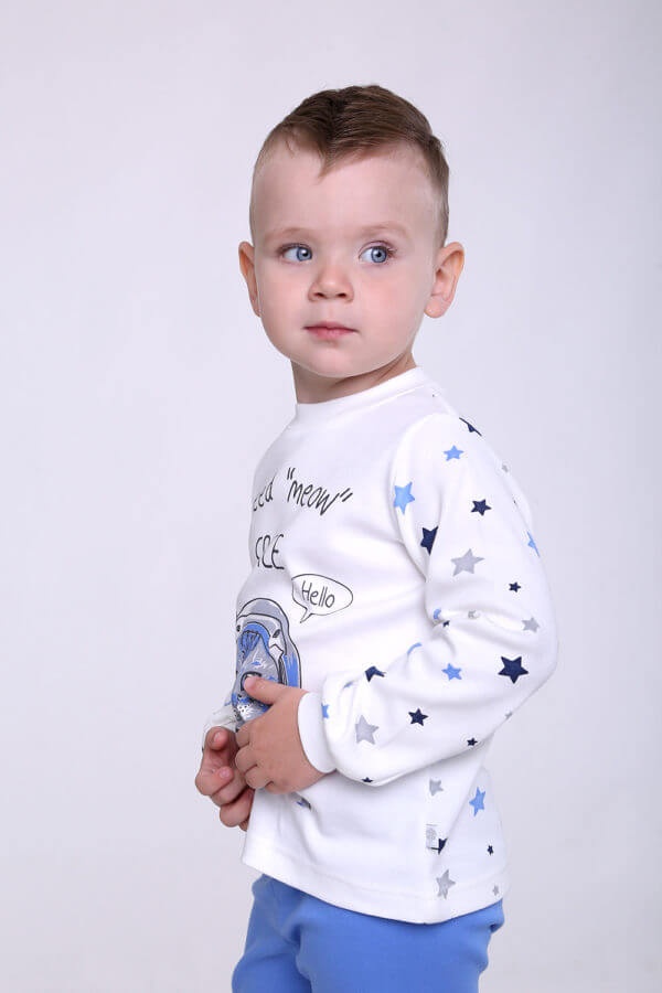 Пижама детская для мальчика Space, Модный карапуз, Голубой, 86