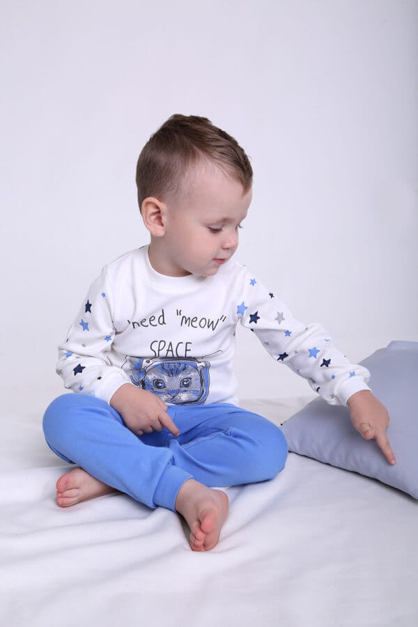 Піжама дитяча для хлопчика Space, Модний карапуз, Блакитний, 86