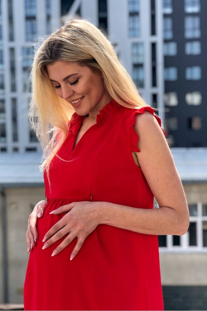 Платье миди для беременных и кормящих мам, красный, ТМ Dianora, Красный, S