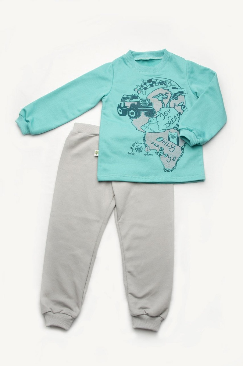 Пижама футер детская утепленная для мальчика, Модный карапуз, 92
