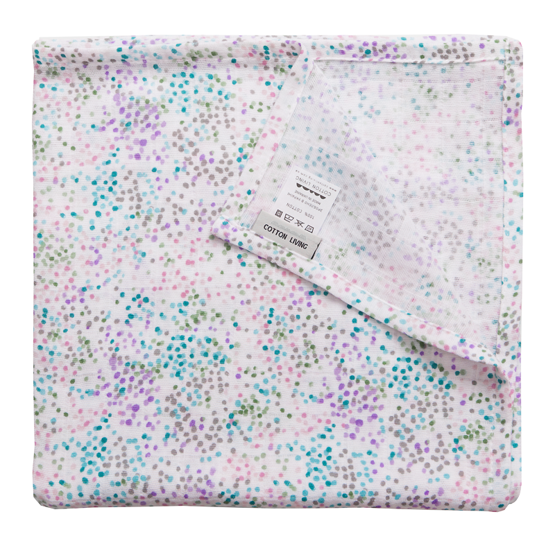 Пеленки классические Набор муслиновых пеленок и полотенец для новорожденного Pink Dots 2 шт пеленки 110 х 110 см + 4 полотенца, Cotton Living