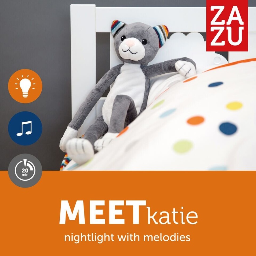 Тренеры сна, ночники Музыкальная мягкая игрушка KATIE с ночником, ТМ Zazu