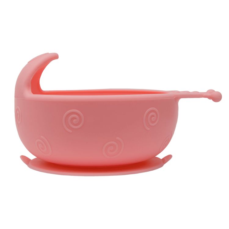 Посуд для дітей Силіконова тарілка на присосці HAPPY MEAL, рожева, ТМ Kinderenok