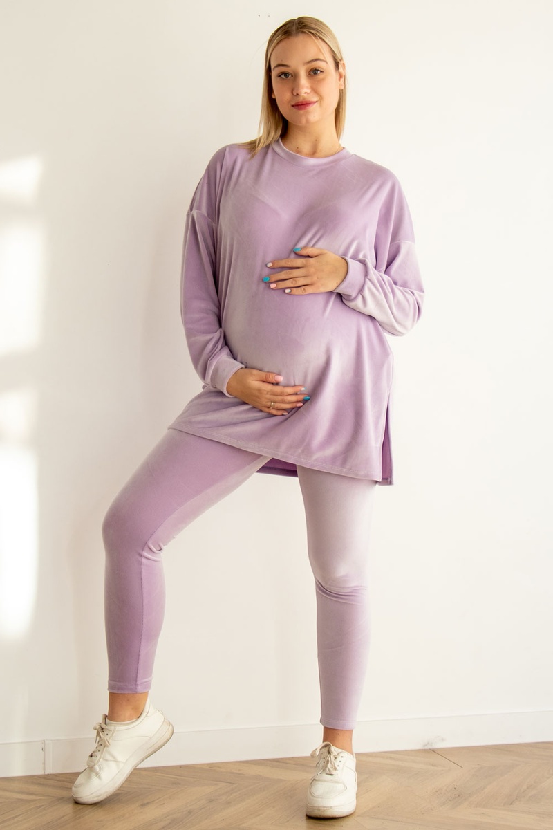 Лосины, Леггинсы Плюшевый костюм для беременных и кормящих мам 4473154-4, лаванда, To be