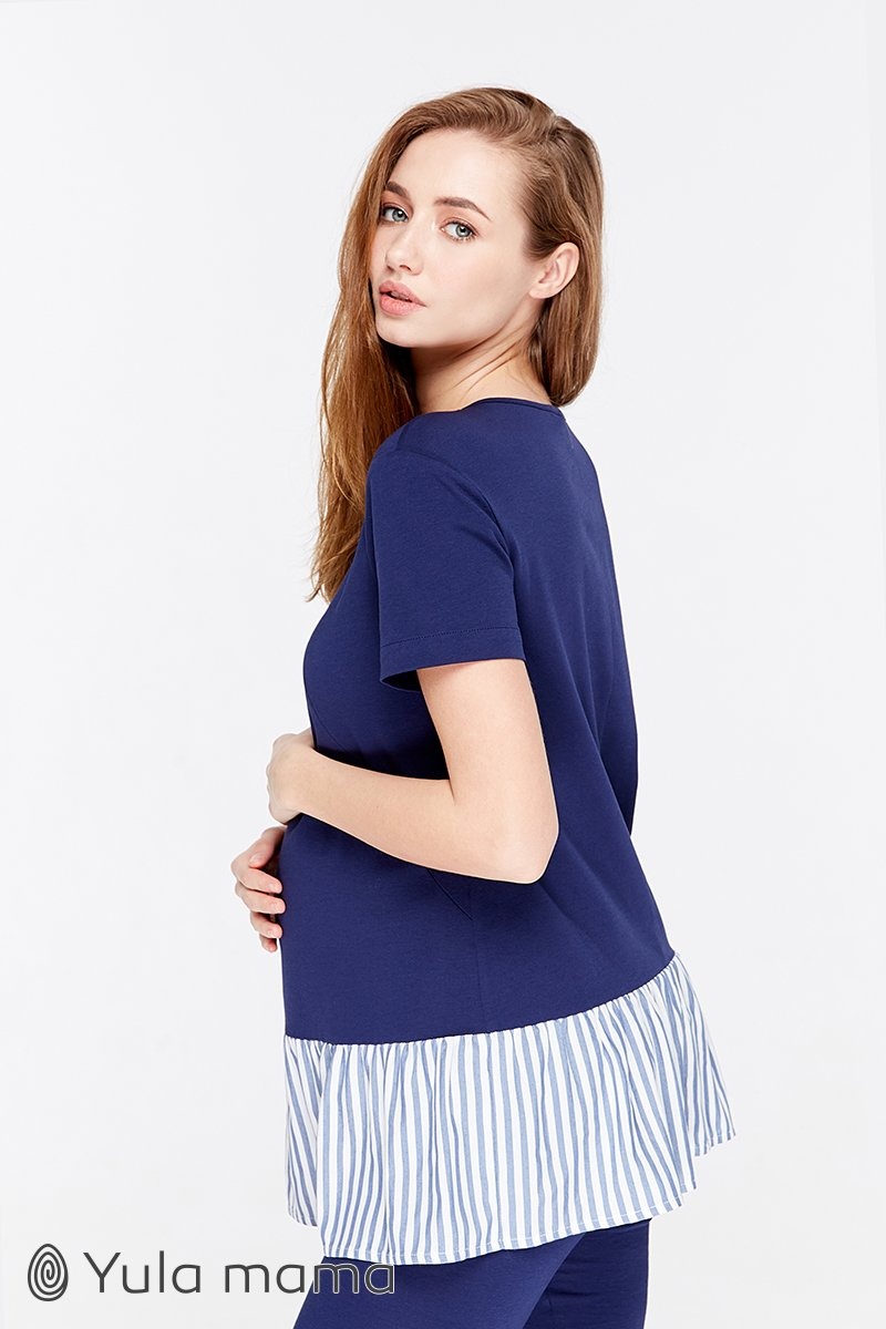 Блузы, рубашки Базовая туника для беременных и кормящих RIVA, темно-синий, Юла мама