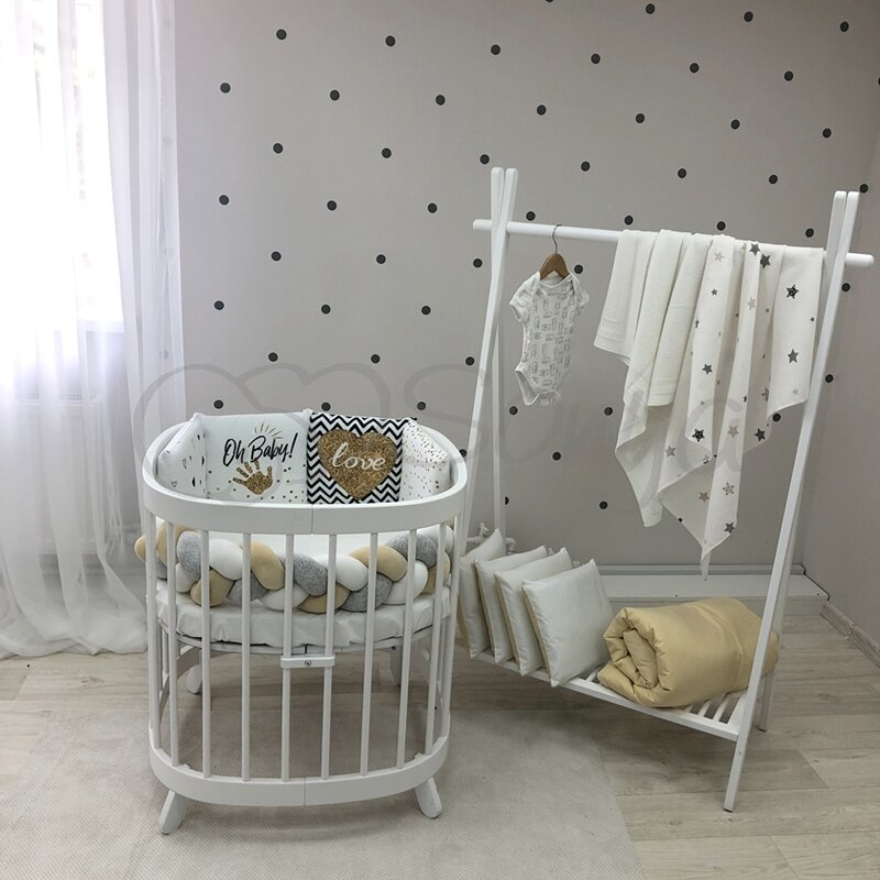 Постелька Комплект постельного белья в кроватку Art Design Oh Baby + бортик коса, 6 элементов, Маленькая Соня