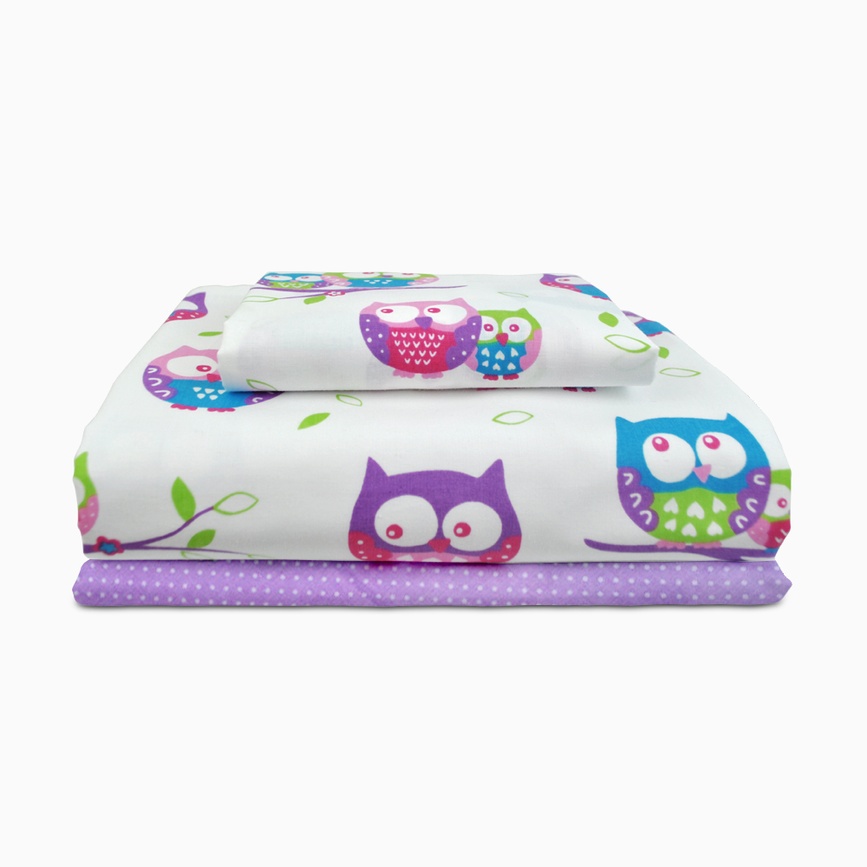 Постелька Комплект постельного белья Бязь Совы, фиолетовый, ТМ COSAS