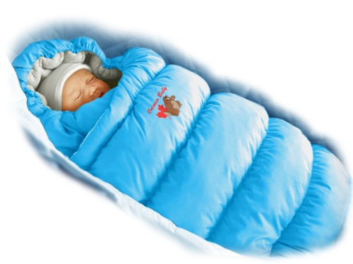 Конверт для новонароджених Inflated-А з підкладкою з фланелі, Зима + Демі, васильковий, ТМ Ontario Linen