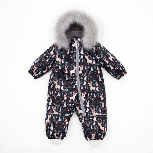 Дитячий верхній одяг Комбінезон зимовий Apollo Чарівний ліс з опушкою, чорний, Доречі